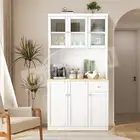 Kitchen Pantry Cupboard Cabinet Sideboard Buffet Table Glass Storage Hutch Bar