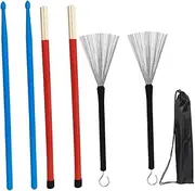 SECFOU 1 Set Portable Drum Stick Accessory Set of Wire Brushes and Mallets with Storage Bag for Students and Adults Lightweight Percussion Tool for Easy Travel