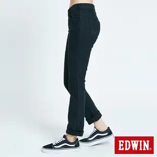 特降品↘EDWIN JERSEYS 迦績 EJ3 超彈中直筒牛仔褲-女款 黑色 JOGGER