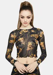 Baroque Lifestyle Mesh Crop Top