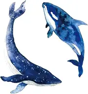 PartyKindom 1 Sheet Whale Wall Decal Ocean Animal Wall Sticker Mural Wall Art Wallpaper