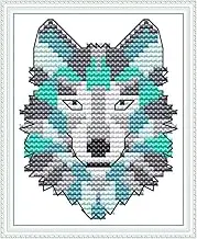 Cross Stitch Embroidery Kits for Adults Kids, WOWDECOR Animals Funny 11CT Stamped DIY DMC Needlework Easy Beginners (Wolf)