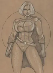 female figure Powergirl drawing pencil artist Jerome Cadd