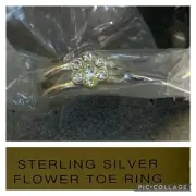 Sterling Silver Toe Ring Crystals Flower 925 Adjustable SEALED Avon 1999