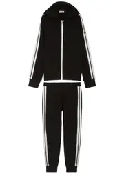 Moncler Kids Striped Cotton Tracksuit - Black - 14A (14 Years) 14A (14 years)