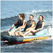 HO Sports Nighthawk 3 Person Towable Tube for Boating with Electric Pump Rope