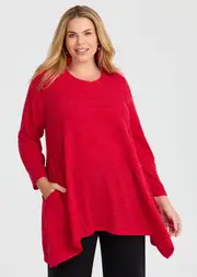 [TS] Taking Shape Snug Cube Hem Tunic Size 12 in Dark RED - Plus Size Women's Clothing Dark Red