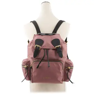 BURBERRY The Rucksack 尼龍拼皮革中型軍旅後背包(展示品) (粉葵色)