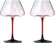 Huge Burgundy Wine Glasses Red Bottom Super Transparent Crystal Glass Goblet Set of 2 (720 ml)