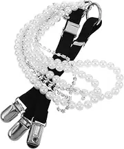 [BESPORTBLE] Fashionable Women's Hidden Suspenders Elastic Y-shape Pearl Chain Suspender for Skirt Pants