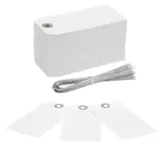 200Pcs Hang Tags,Tags with Wire String for Making Item Tags, White