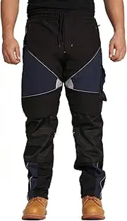[Sam Caan] Mens Work Trousers Softshell Men Water Reflective Resistant Cargo Rain Proof Repellent Windproof Safety Site Work Wear Builder Pants Soft Shell Workwear Warm