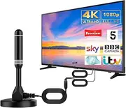 Kekeaya high-definition portable indoor/outdoor TV Aerial, 360 ° receiving high gain free TV Aerial, TV antenna supports 4K 1080P VHF/UHF, HDTV dual amplifier signal enhancer, with magnetic base.