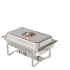 8 Qt. Rectangular Stainless Steel Buffet Server Chafing Dish Buffet Set with 0 C