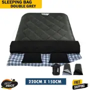 Weisshorn Sleeping Bags Double Camping Hiking Tent Winter Summer Comfort Grey AU