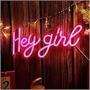 Sign Lamp "Hey Girl" LED Backboard Neon Sign USB Powered, On/Off Switch, Indoor Light For Home Party Decor 35cmх18cm