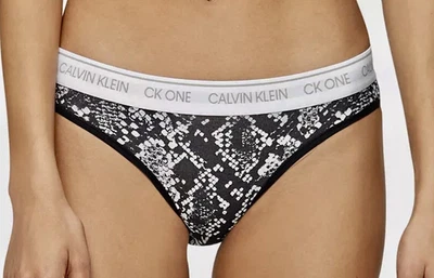 CALVIN KLEIN CK One Cotton Black White Snake Print 2 Bikini Panty Womens S 5 L 7