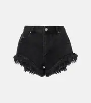 [Isabel Marant] Isabel Marant Eneidao fringed denim shorts AU 16 black