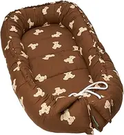 molis&co - Baby Nest - 100% Cotton (Oeko-Tex) - Baby Nest Newborn - Ideal as a Travel Cot, Cuddly Nest Suitable & Cradle Reducer - 90 x 50 cm - Teddy Mocha