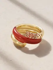 [Tabayer] Tabayer - Oera Coil 18-karat Gold Multi-stone Ring - Red - 7 7 Red
