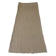 NWT Free People Shine Bright in Beige Ribbed Pull-on Sweater Skirt M $60