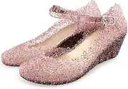 [Paul Kevin] Women's Jelly Wedge Crystal Sandals High Heels Glass Slipper Shoe
