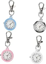 [Veemoon] 4pcs Nurse Fob Watch with Luminous Pointers for Easy Timekeeping in Low Light Keychain Pocket Watch for Medical Professionals for Hospitals and Schools