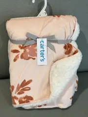 Carters Baby Blanket Pink Floral Plush Cozy Soft Girls Shower Gift New