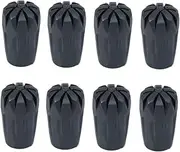 Totority 8pcs Trekking Cane Tip Protectors Rubber Tips for Hiking Poles Durable Replacement Feet for Walking Sticks Fit Portable Practical Accessory Black