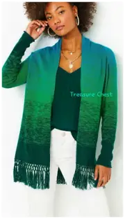Lilly Pulitzer NWT Tatum Ombre Cardigan Evergreen Marled Ombre $138 Size XL