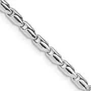 Solid 14K White Gold 8.25 inch 3mm Hand Polished Fancy Link with Lobster Clasp Bracelet