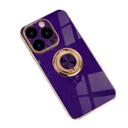 Dark Purple Luxury Shockproof Silicone Ring Case Stand Cover for iPhone 14 Pro Max