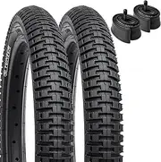 18" Bike Tires Foldable 18 x 2.125(57-355) Plus 18" Bike Tubes Schrader Valve with 2 Rim Strips Compatible with 18x2.125 Mountain Bike Tires and Tubes- 2 Pack