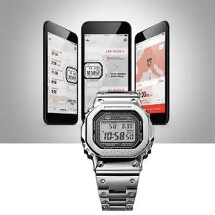 【CASIO 卡西歐】G-SHOCK 全金屬太陽能電波手錶-銀(GMW-B5000D-1)