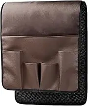 (Brown) - Wanty Velvet Sofa Couch Chair Armrest Soft Caddy Organiser Holder for Remote Control, Cell Phone, Book, Pencil (Brown)