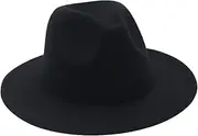 [Whyzsjnclg] Wide Brim Hat Classic Shapable Wide Brim Fedora Hats for Men & Women Soft Comfortable Stylish Fedora Hat for Outdoor Horse Riding, Fishing, Black Wide Brim Fedora Hats for Men