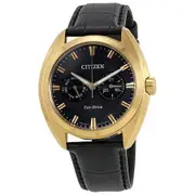 Citizen Paradex Black Dial Black Leather Mens Watch