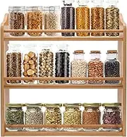FoverOne 3-Tier Bamboo Spice Rack, Seasoning Jars Rack Shelf Spice Containers Organizer for Kitchen Countertop or Wall Mounting, 5.11" D x 15.74" W x 16.53" H