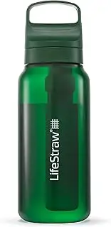 LifeStraw Go Series – BPA-Free Water Filter Bottle for Travel and Everyday use removes Bacteria, parasites and microplastics, Improves Taste, 1L Terrace Green