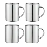 4Pcs Double Wall Cup Mugs Drinking Travel Stainless Steel Coffee Camping Kitchen