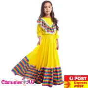 Girls Spanish Princess Costume Flamenco Dancer Mexico Mexican Salsa Kids Dress