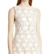 NWT Alice + Olivia Women White Floral Sleeveless Lace Shift Mini Dress 12