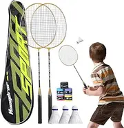 Badminton Racket, Professional Badminton Racket Set for Adults, Lightweight Badminton Equipment with Sweat Absorbent Grip for Professionals, Gym and Outdoor Yard Games