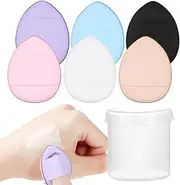 Finger Puff - Small Air Cushion Powder Sponge Set of 6 - Soft Beauty Makeup Blender Puff for Foundation, Face Powder, Under Eye Setting, Cosmetic Tool