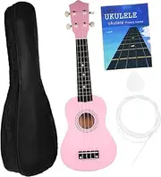 Abaodam Soprano Ukulele Set for Beginners Lightweight Pink Ukulele with Storage Bag Extra Strings Pick English Lesson Book Musical Instrument for Adults