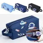 Double Zippers Spaceman Pencil Bag Pen Storage Organsier Stationery Supplies