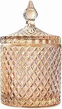 YILUSHENGHUA Colorful Glass Jar With Lid - Candy Cookie Container, Jewelry Box, Buffet Biscuit Storage, Decorative Food Container (Amber)