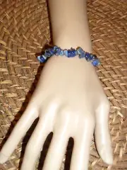 Natural gemstones blue lapis lazuli elastic stretchy bracelet