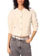 Maje Short Tweed Effect Crewneck Cardigan