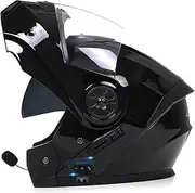 DOT Approved Motorcycle Bluetooth Modular Helmet Built-in Dual Speaker with Microphone Crash Helmet Full Face Flip up Anti-Fog Double Visor Helmet for Adult Men and Women
